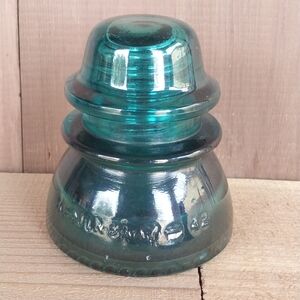 Vtg Hemingray No 42 Larger Green Glass Insulator Telephone Electric Line #3